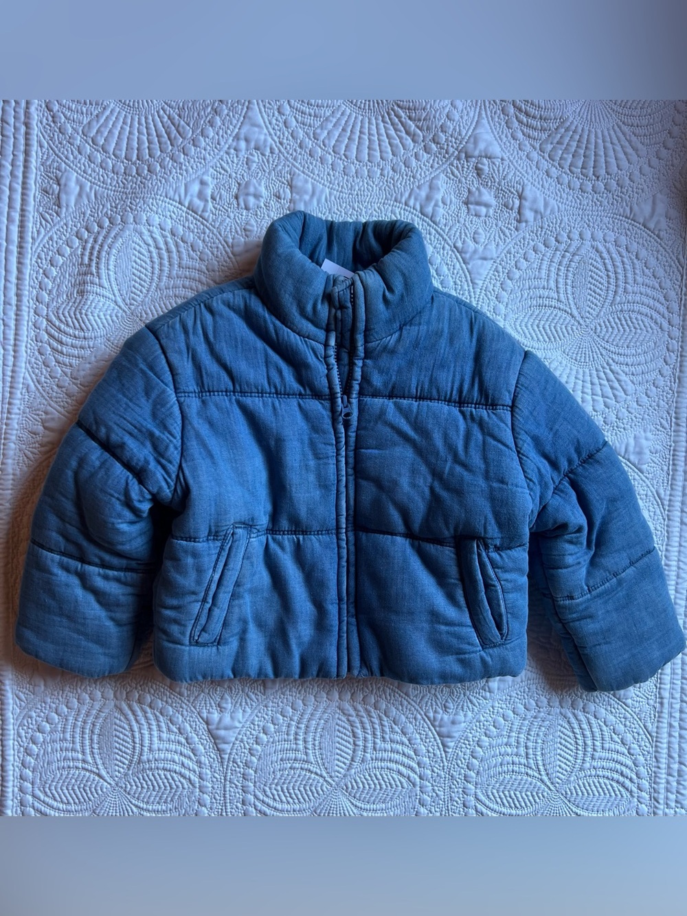 Kids Puffer Jacket in Denim Blue - Cozy Winter Coat